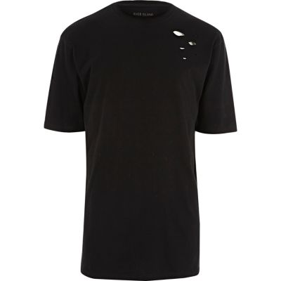 Black distressed oversized T-shirt